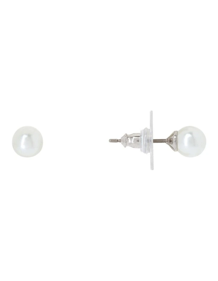 Pearl Silver Stud Earrings 4 Pearl Silver Stud Earrings - Image 2