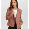 ONLY Ava Faux Leather Biker Jacket Rose