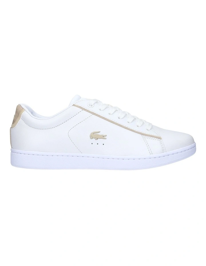Lacoste Carnaby Evo White/ Gold Leather Lace-Up Sneaker 3 Lacoste Carnaby Evo White/ Gold Leather Lace-Up Sneaker