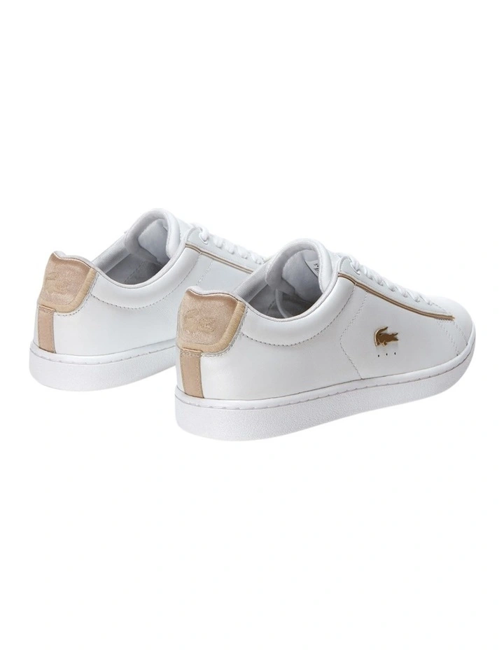 Lacoste Carnaby Evo White/ Gold Leather Lace-Up Sneaker 5 Lacoste Carnaby Evo White/ Gold Leather Lace-Up Sneaker - Image 3