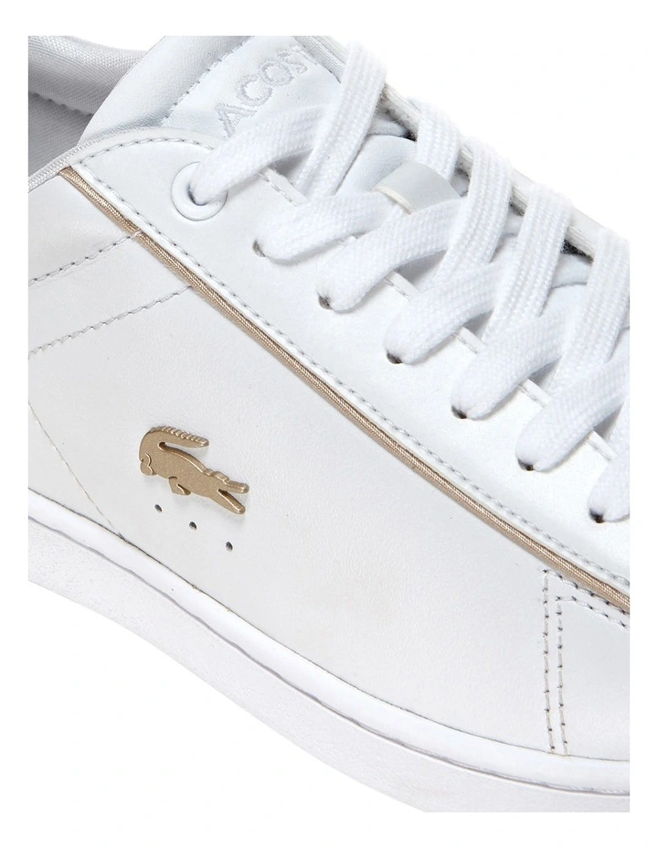 Lacoste Carnaby Evo White/ Gold Leather Lace-Up Sneaker 8 Lacoste Carnaby Evo White/ Gold Leather Lace-Up Sneaker - Image 6