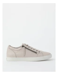 Zia Beige Leather Zip Up Sneaker