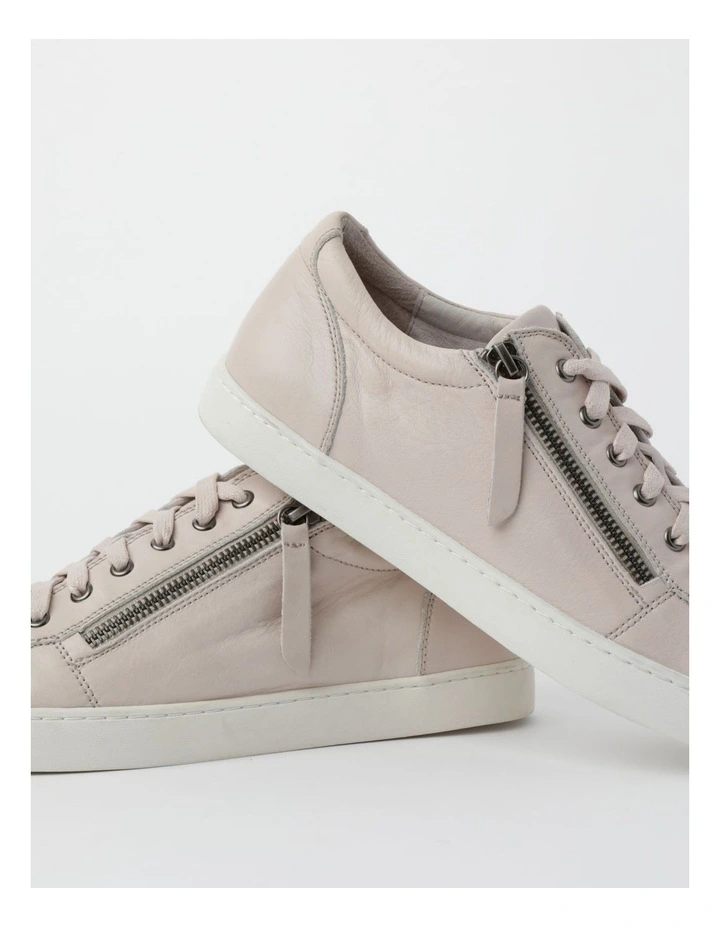 Zia Beige Leather Zip Up Sneaker 6 Zia Beige Leather Zip Up Sneaker - Image 4