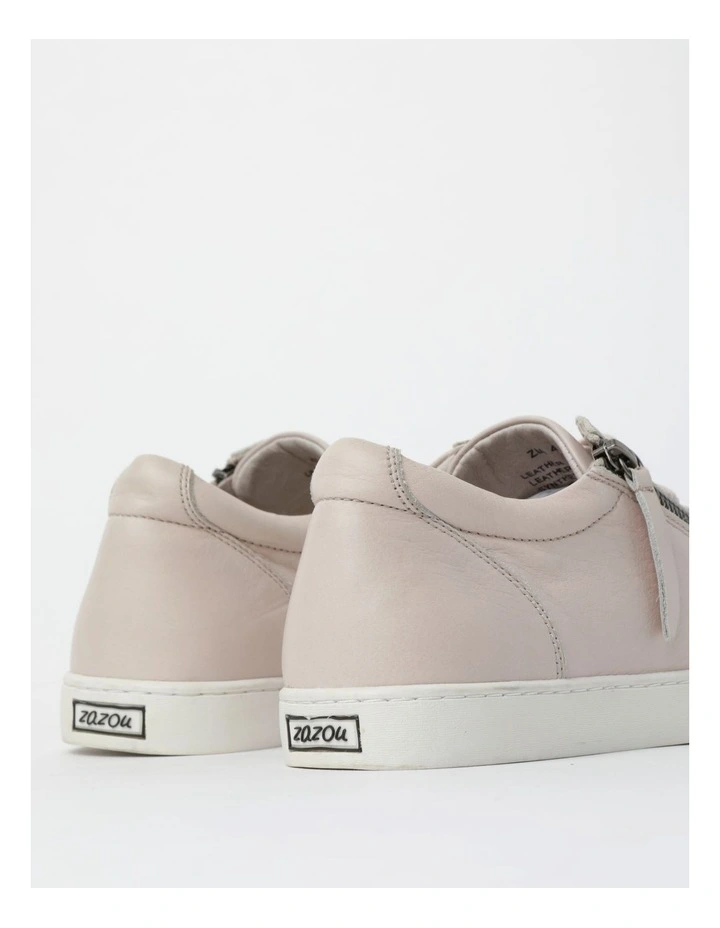 Zia Beige Leather Zip Up Sneaker 7 Zia Beige Leather Zip Up Sneaker - Image 5