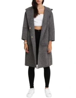 Walk This Way Wool Blend Black/White Oversized Coat
