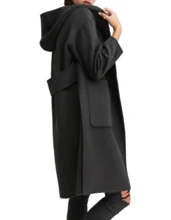 Walk This Way Black Wool Blend Oversized Coat -Myer Fashion Store 731698930 5 720x928