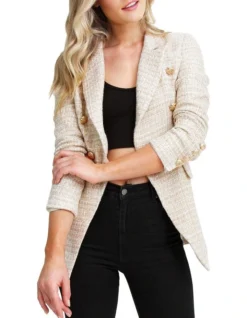 Princess Polina Beige Marle Tweed Blazer