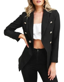 Princess Polly Black Tweed Blazer