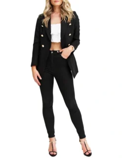 Princess Polly Black Tweed Blazer -Myer Fashion Store 743916970 3 720x928