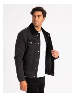 Bradley Sherpa Denim Jacket Black -Myer Fashion Store 748796860 3 2 720x928