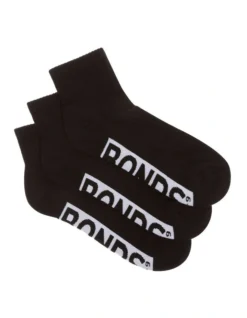 Bonds Logo Quarter Crew Socks 3 Pack In Black 5 Bonds Logo Quarter Crew Socks 3 Pack In Black -Myer Fashion Store 757904860 2 720x928