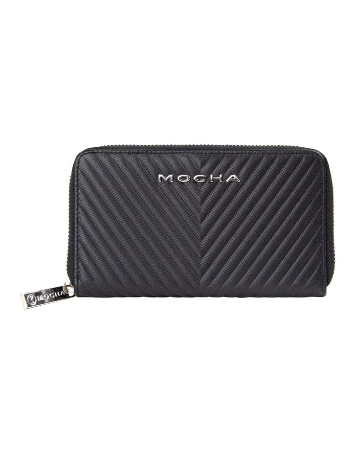 Small Chevron Leather Wallet Black/Silver 3 Small Chevron Leather Wallet Black/Silver