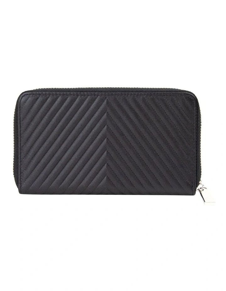Small Chevron Leather Wallet Black/Silver 4 Small Chevron Leather Wallet Black/Silver - Image 2