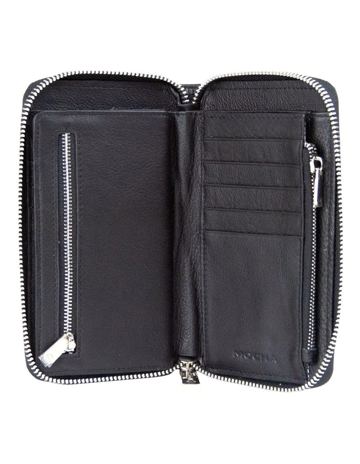 Small Chevron Leather Wallet Black/Silver 5 Small Chevron Leather Wallet Black/Silver - Image 3