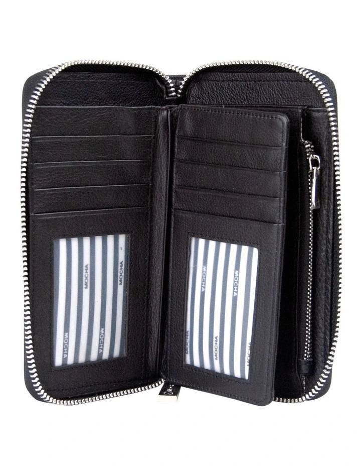 Small Chevron Leather Wallet Black/Silver 6 Small Chevron Leather Wallet Black/Silver - Image 4