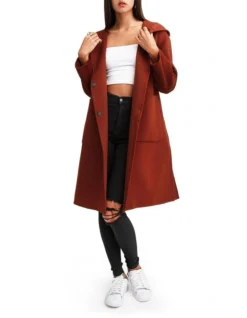 Walk This Way Brick Wool Blend Oversized Coat