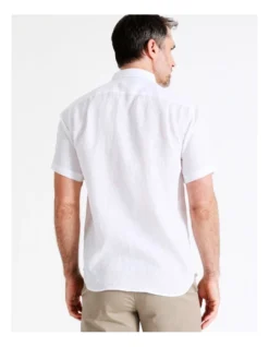 Bodega Linen Button Down Short Sleeve Shirt White -Myer Fashion Store 780104530 7 1 720x928