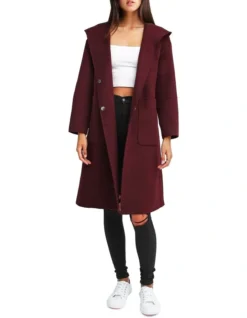 Walk This Way Wool Aubergine Oversized Coat
