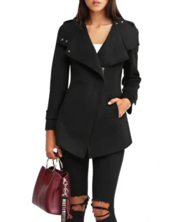 Bad Girl Black Wool Blend Moto Coat -Myer Fashion Store 785610460 4 720x928
