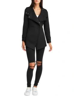 Bad Girl Black Wool Blend Moto Coat -Myer Fashion Store 785610460 5 720x928