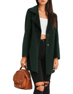 Ex-Boyfriend Dark Green Wool Blend Oversized Jacket -Myer Fashion Store 792026200 5 720x928
