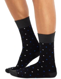 Men's Socks In Blue / White Dots 10 Pack