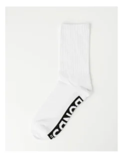 Bonds Logo Sports Crew Sock 3 Pack In White
