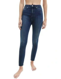 Calvin Klein Jeans High Rise Super Skinny Ankle Jean Denim Dark