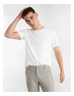 Self Stripe Textured Tee In White