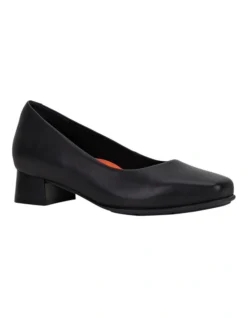 Hush Puppies The Low Square Black Leather Heeled Shoes -Myer Fashion Store 824759920 3 720x928