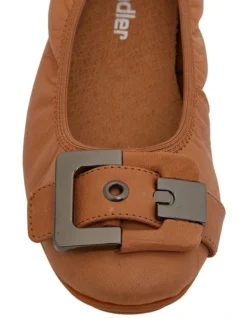 Pentagon Flat Shoes In Tan Leather -Myer Fashion Store 830636470 7 720x928