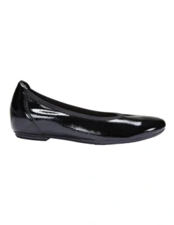 Pamper Black Crinkle Patent Flat Shoes