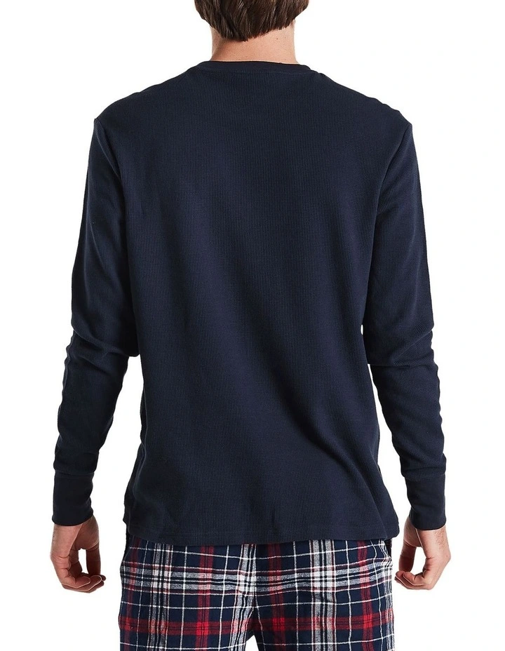 Long Sleeve Waffle Top Navy 6 Long Sleeve Waffle Top Navy - Image 4