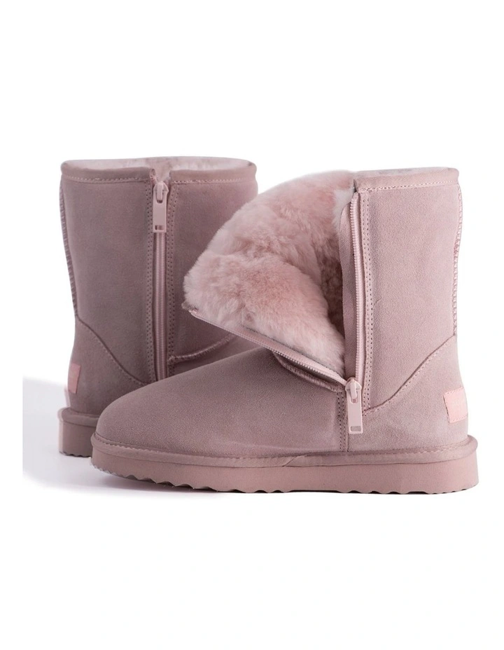 Mid Calf Zip-Up Sheepskin Boot Pale Pink 7 Mid Calf Zip-Up Sheepskin Boot Pale Pink - Image 5