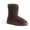 Mid Calf Zip-Up Sheepskin Boot Chocolate
