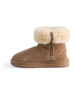 Mid Calf Zip-Up Sheepskin Boot Chestnut/Tan -Myer Fashion Store 837291700 4 720x928