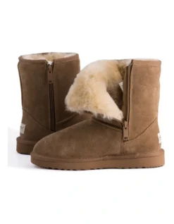 Mid Calf Zip-Up Sheepskin Boot Chestnut/Tan -Myer Fashion Store 837291700 5 720x928