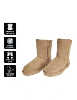 Mid Calf Zip-Up Sheepskin Boot Chestnut/Tan -Myer Fashion Store 837291700 6 720x928