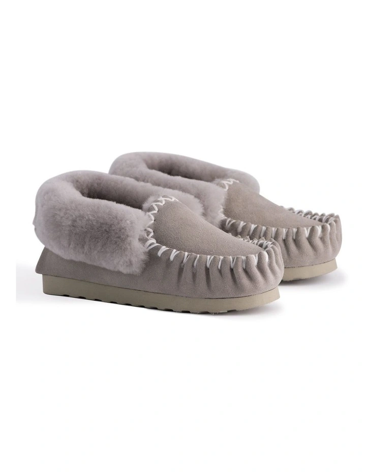Hand Stitched Womens Sheepskin Moccasin Light Grey 9 Hand Stitched Womens Sheepskin Moccasin Light Grey - Image 7