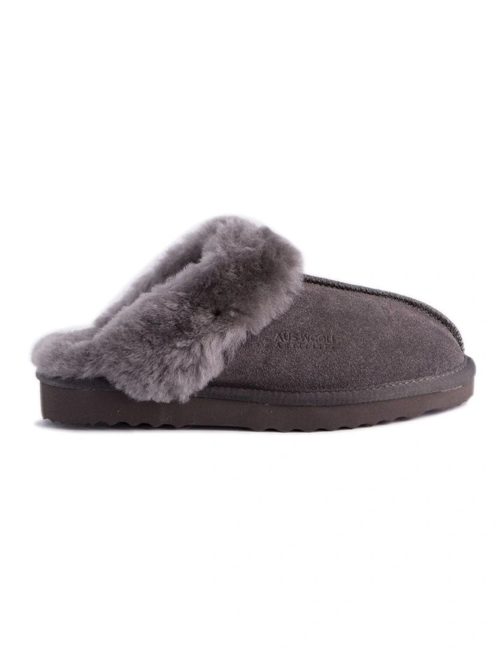Unisex Sheepskin Wool Sydney Slippers Dark Grey 4 Unisex Sheepskin Wool Sydney Slippers Dark Grey - Image 2