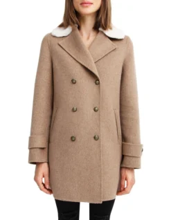 Liberty Sherpa Collar Wool Blend Coat