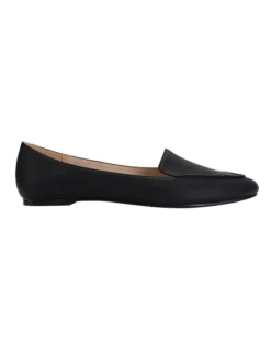 Reno Black Smooth Flat Shoes