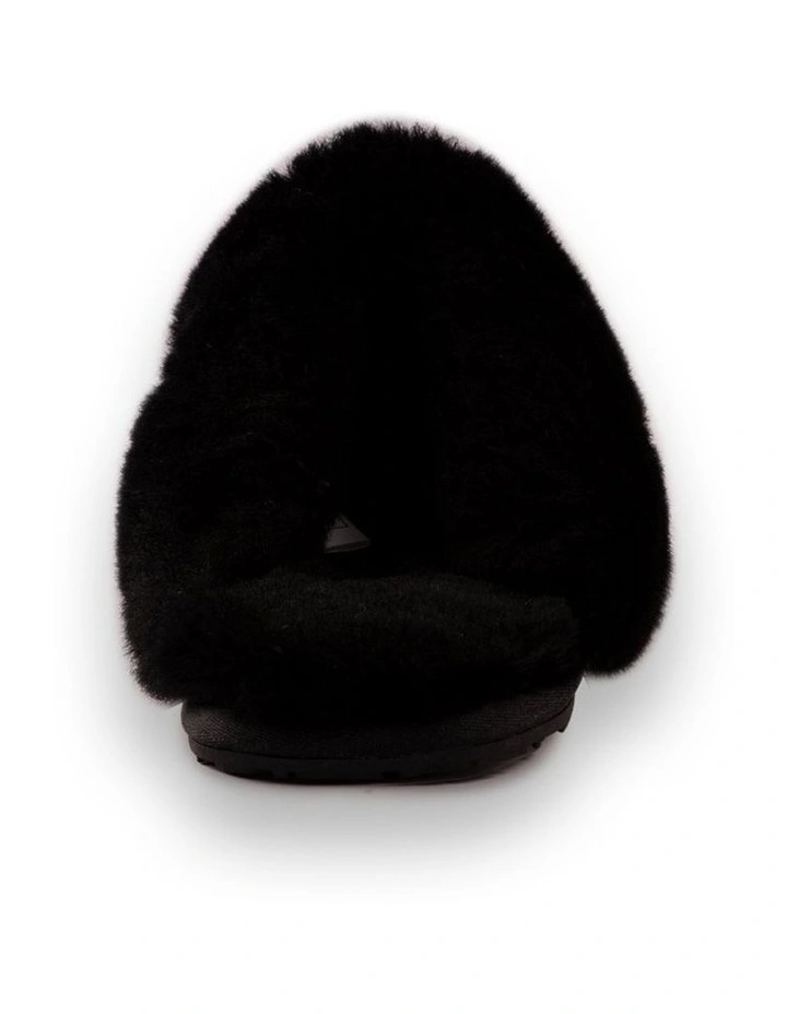 AUS WOOLI UGG UNISEX SHEEPSKIN WOOL SHELLEY Slippers Black 5 AUS WOOLI UGG UNISEX SHEEPSKIN WOOL SHELLEY Slippers Black - Image 3
