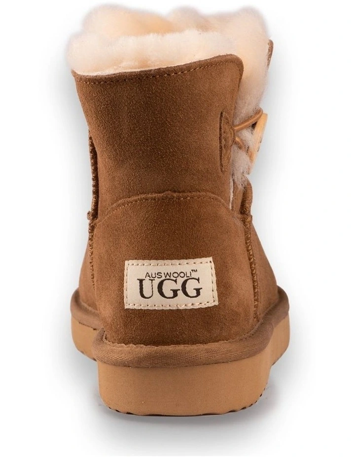 AUS WOOLI UGG SHORT SHEEPSKIN BUTTON BOOT Chestnut/Tan 5 AUS WOOLI UGG SHORT SHEEPSKIN BUTTON BOOT Chestnut/Tan - Image 3