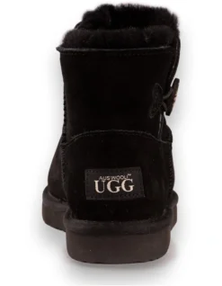 AUS WOOLI UGG SHORT SHEEPSKIN BUTTON BOOT Black -Myer Fashion Store 851403340 3 720x928