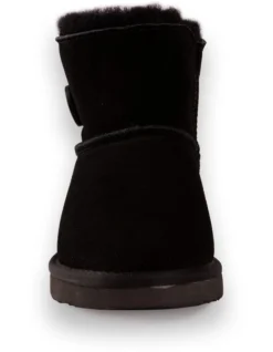 AUS WOOLI UGG SHORT SHEEPSKIN BUTTON BOOT Black -Myer Fashion Store 851403340 5 720x928