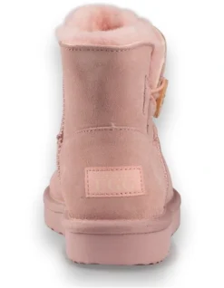 AUS WOOLI UGG SHORT SHEEPSKIN BUTTON BOOT Pale Pink -Myer Fashion Store 851403520 3 720x928