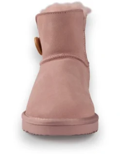 AUS WOOLI UGG SHORT SHEEPSKIN BUTTON BOOT Pale Pink -Myer Fashion Store 851403520 5 720x928