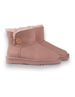 AUS WOOLI UGG SHORT SHEEPSKIN BUTTON BOOT Pale Pink -Myer Fashion Store 851403520 6 720x928