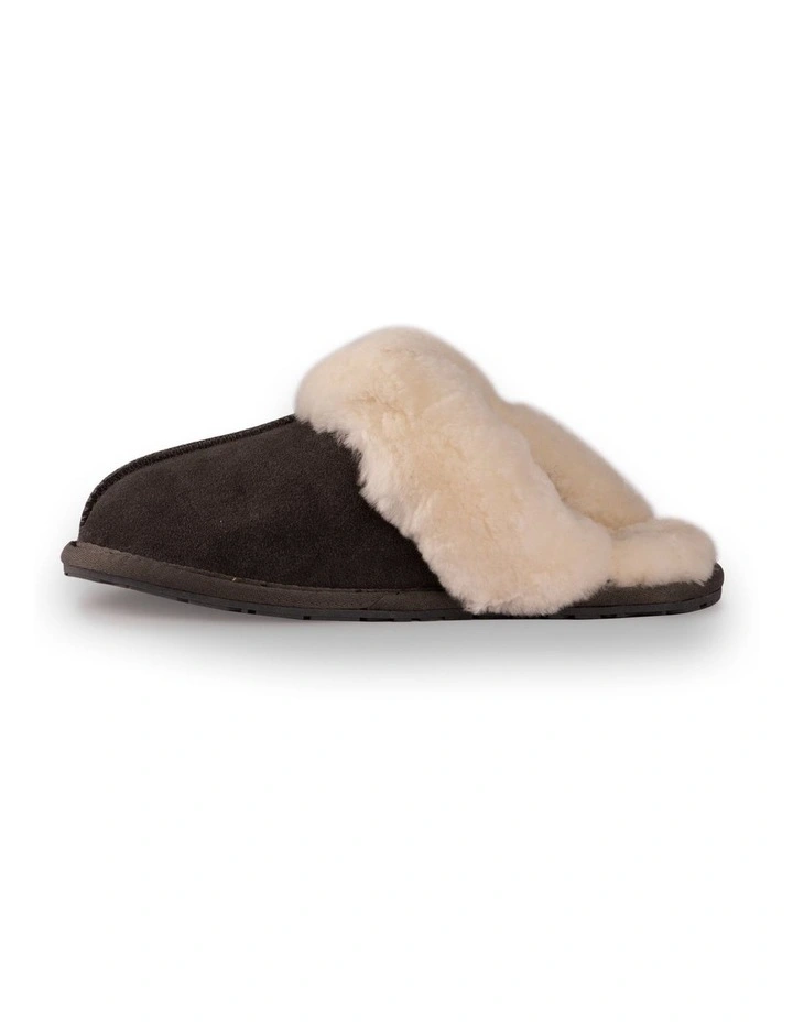 AUS WOOLI UGG UNISEX SHEEPSKIN WOOL SHELLEY Slippers Dark Grey 6 AUS WOOLI UGG UNISEX SHEEPSKIN WOOL SHELLEY Slippers Dark Grey - Image 4